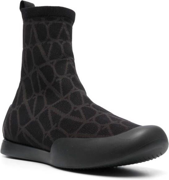 Valentino Garavani Toile Iconographe sock boots Black