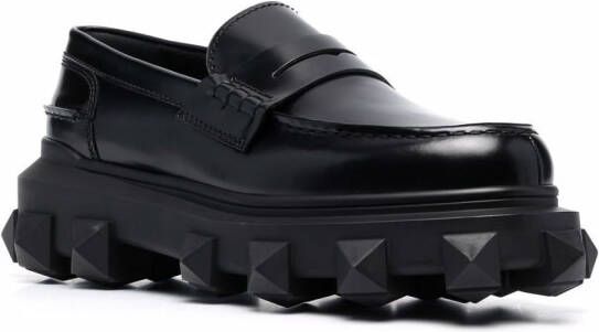 Valentino Garavani Trackstud leather loafers Black