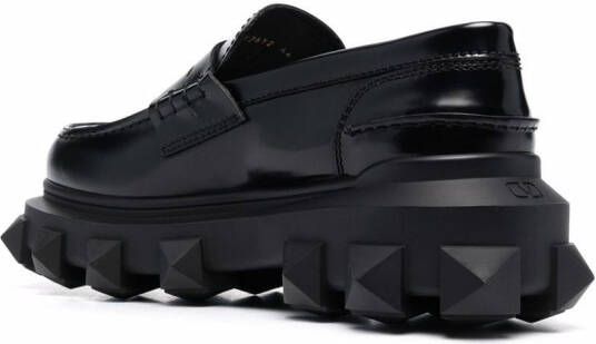 Valentino Garavani Trackstud leather loafers Black