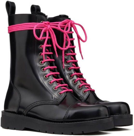 Valentino Garavani Untitled leather combat boots Black