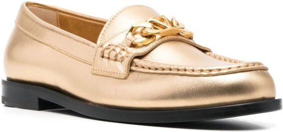 Valentino Garavani VLogo 10mm chain leather loafers Gold