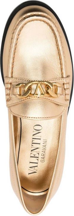 Valentino Garavani VLogo 10mm chain leather loafers Gold