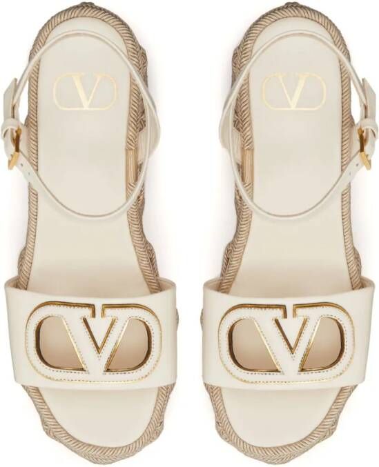 Valentino Garavani VLogo 110mm cut-out leather sandals White