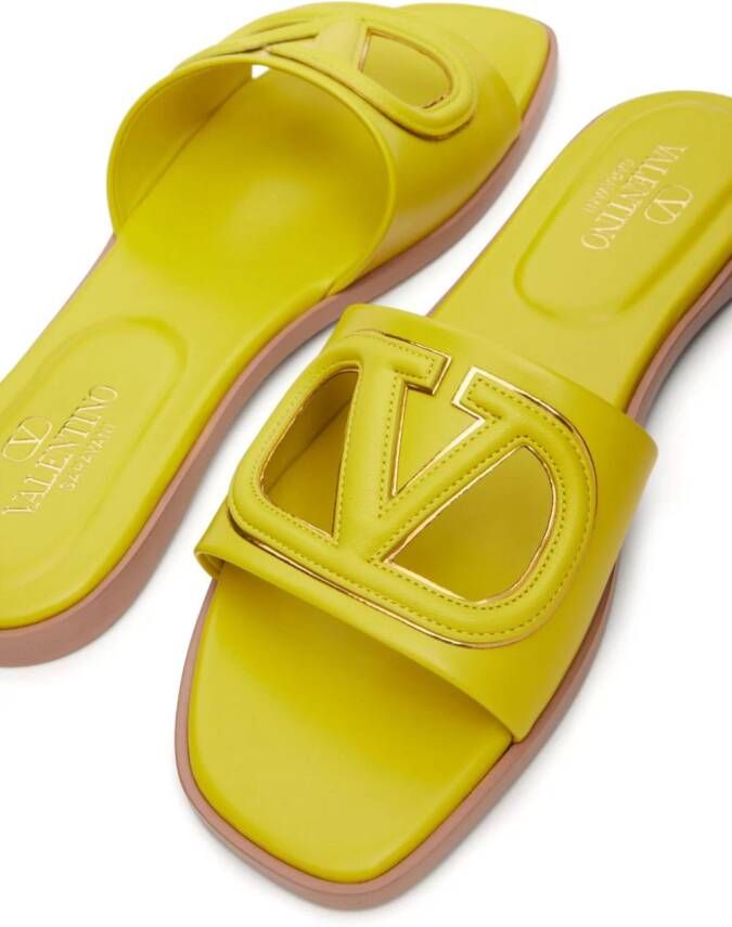 Valentino Garavani VLogo cut-out leather slides Yellow