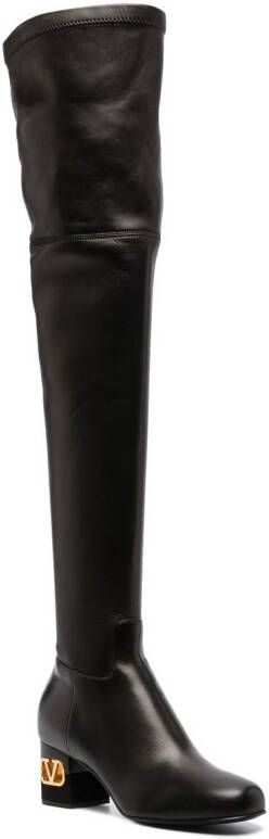 Valentino Garavani VLogo heel thigh-high boots Black