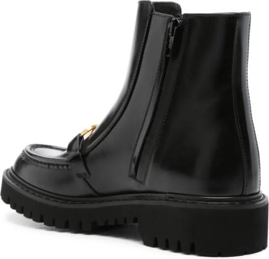 Valentino Garavani VLogo leather flat boots Black