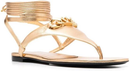 Valentino Garavani VLogo leather sandals Gold