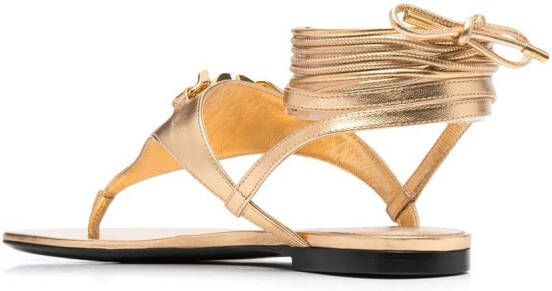 Valentino Garavani VLogo leather sandals Gold