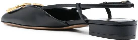 Valentino Garavani VLogo leather slingback ballerina shoes Black