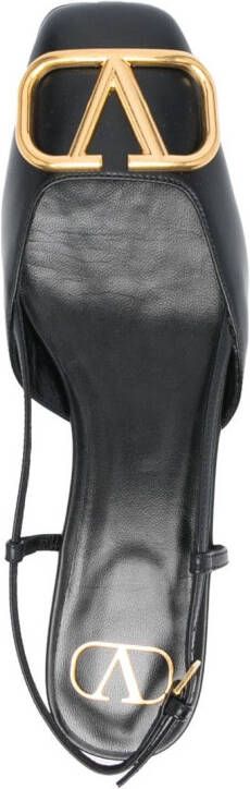 Valentino Garavani VLogo leather slingback ballerina shoes Black