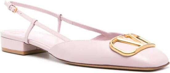 Valentino Garavani VLogo leather slingback ballerina shoes Pink