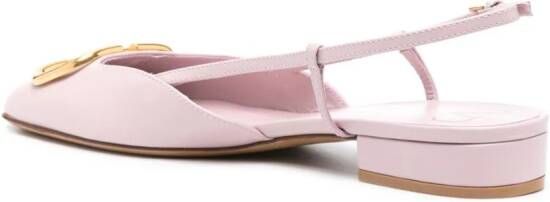 Valentino Garavani VLogo leather slingback ballerina shoes Pink