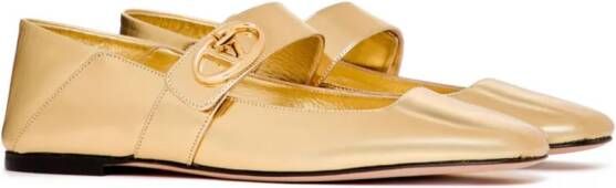 Valentino Garavani VLogo Locker Mary-Jane ballerina shoes Gold
