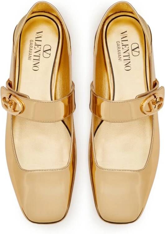 Valentino Garavani VLogo Locker Mary-Jane ballerina shoes Gold