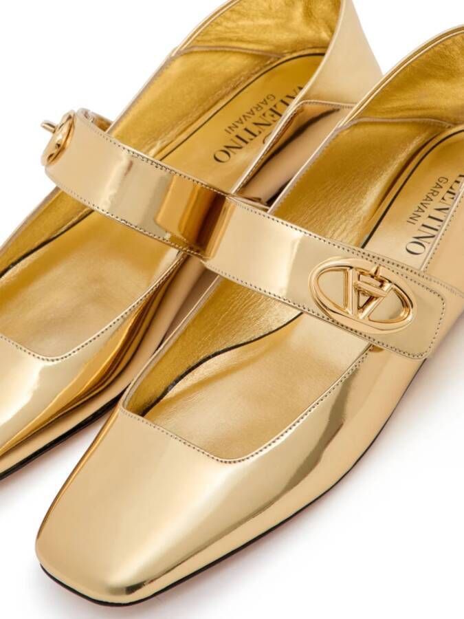 Valentino Garavani VLogo Locker Mary-Jane ballerina shoes Gold