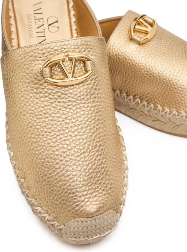 Valentino Garavani VLogo metallic leather mules Gold