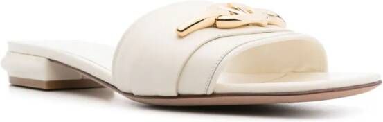 Valentino Garavani Vlogo-plaque slip-on sandals White