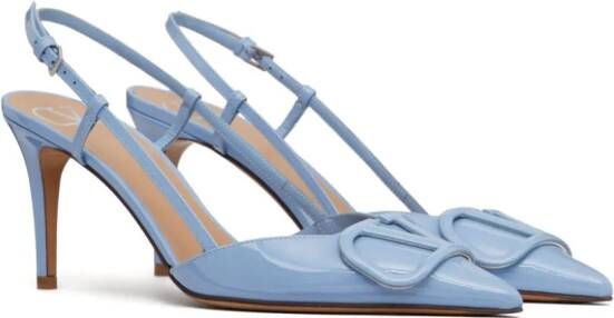 Valentino Garavani VLogo Signature 80mm patent slingback pumps Blue