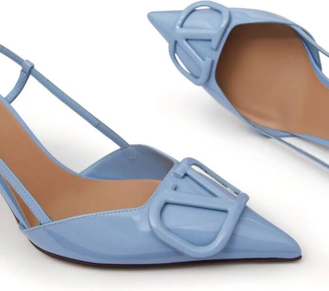 Valentino Garavani VLogo Signature 80mm patent slingback pumps Blue