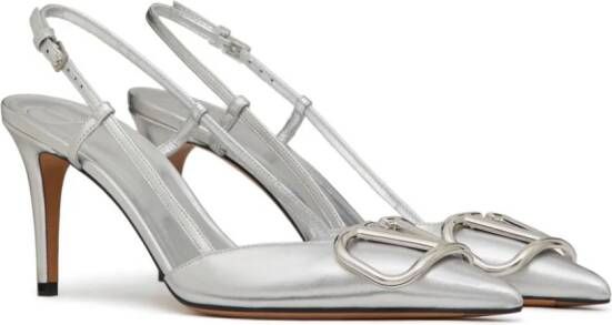 Valentino Garavani VLogo Signature 80mm slingback pumps Silver