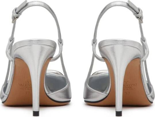 Valentino Garavani VLogo Signature 80mm slingback pumps Silver