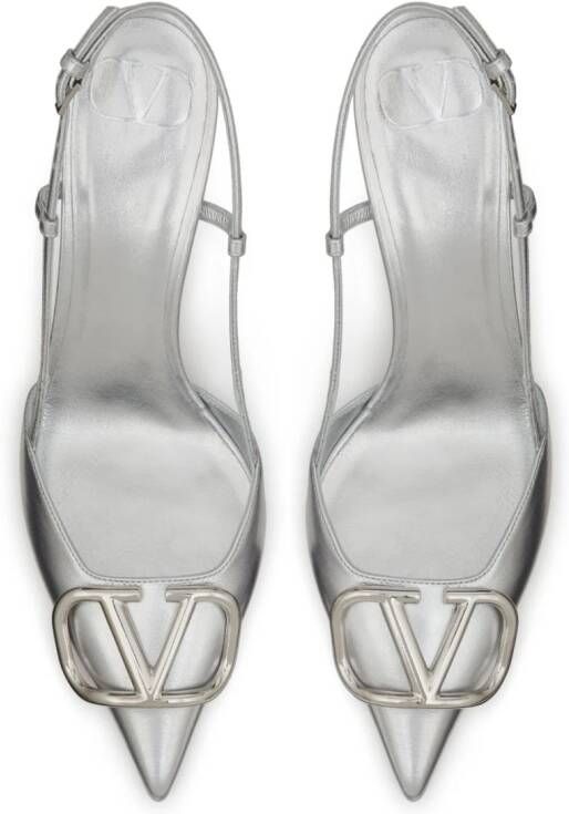 Valentino Garavani VLogo Signature 80mm slingback pumps Silver