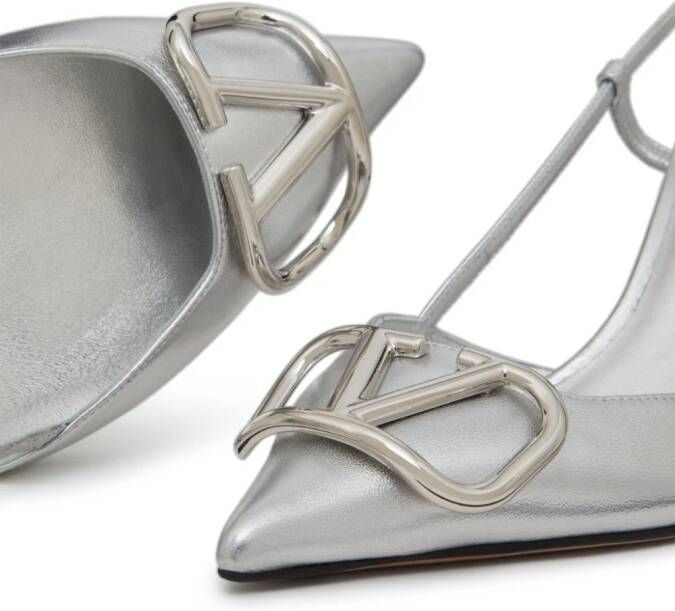 Valentino Garavani VLogo Signature 80mm slingback pumps Silver