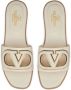 Valentino Garavani VLogo Signature flat leather sandals White - Thumbnail 4