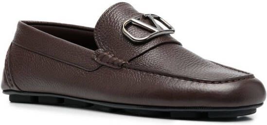 Valentino Garavani VLogo Signature leather driving shoes Brown
