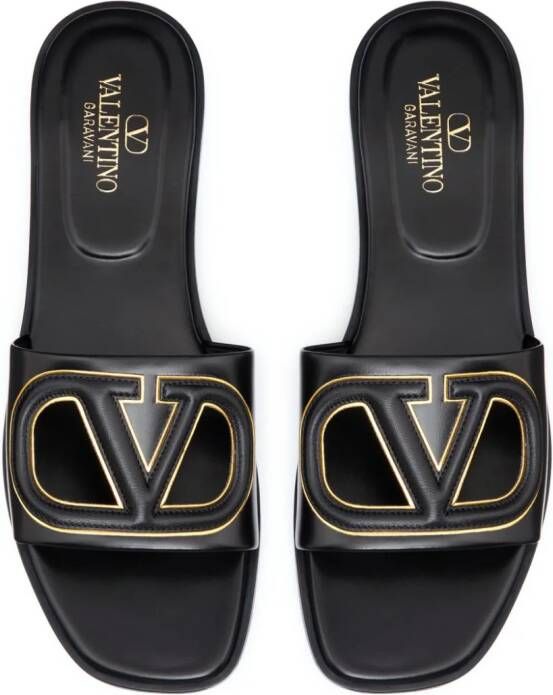 Valentino Garavani VLogo cut-out leather slides Black