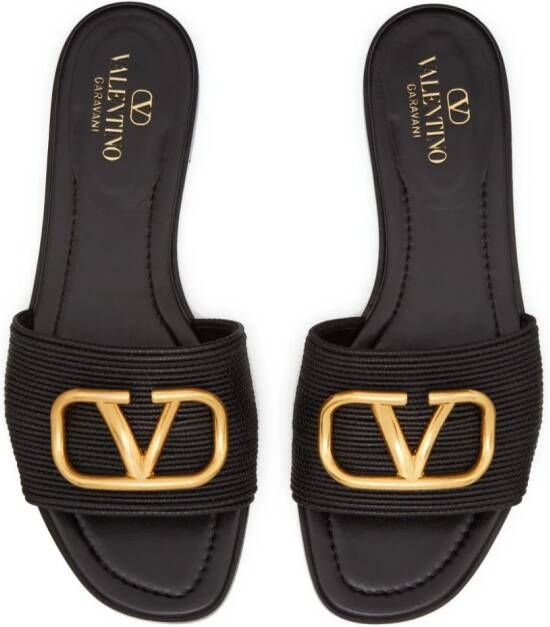 Valentino Garavani VLogo Signature leather slides Black