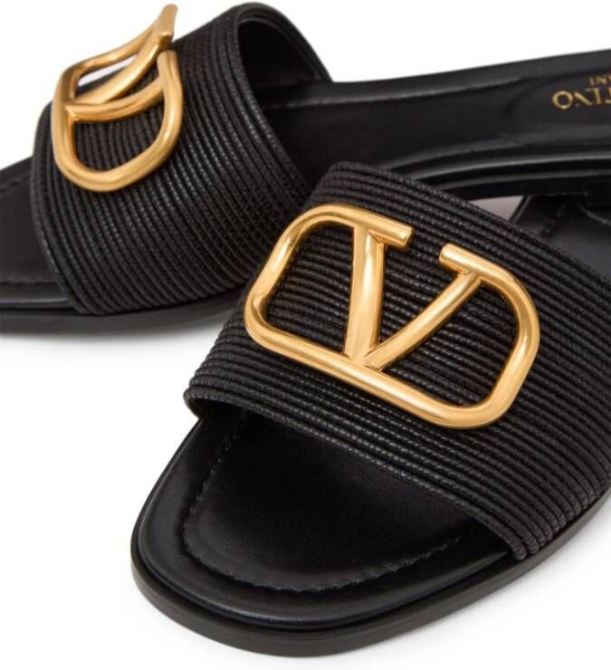 Valentino Garavani VLogo Signature leather slides Black