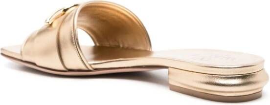 Valentino Garavani VLogo-Signature leather slides Gold