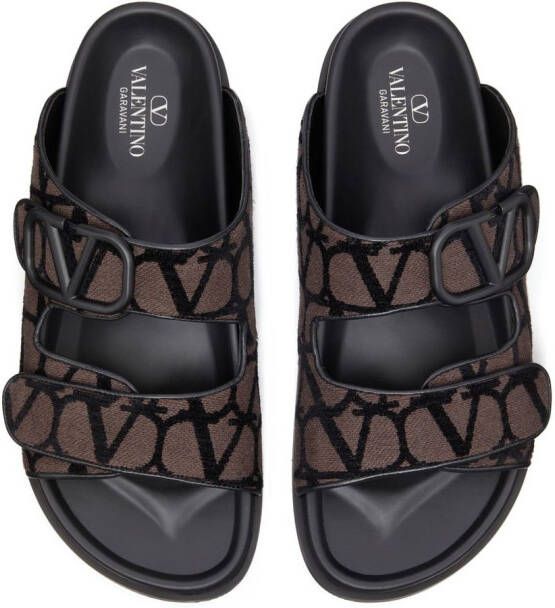 Valentino Garavani VLogo Toile Iconographe double-strap sandals Brown