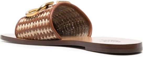 Valentino Garavani VLogo Signature woven slide sandals Brown