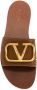 Valentino Garavani VLogo Signature leather slides Brown - Thumbnail 4