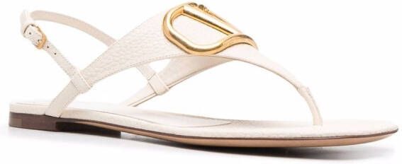 Valentino Garavani VLogo Signature flat leather sandals Neutrals