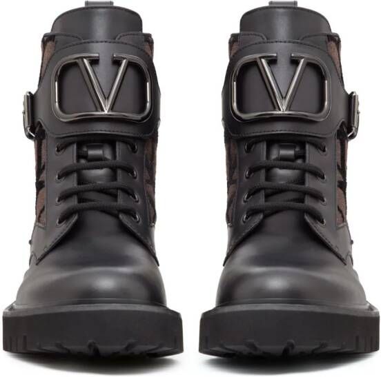 Valentino Garavani Toile Iconographe 35mm leather boots Black