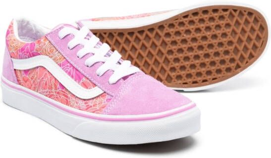 Vans Kids Old Skool floral-print sneakers Pink