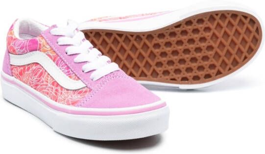 Vans Kids Old Skool rose-print sneakers Pink