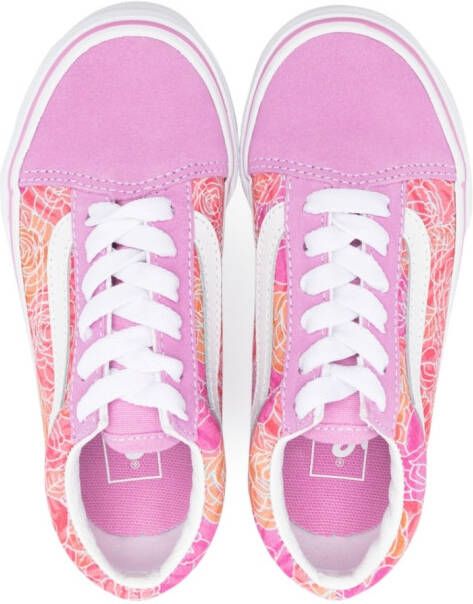 Vans Kids Old Skool rose-print sneakers Pink