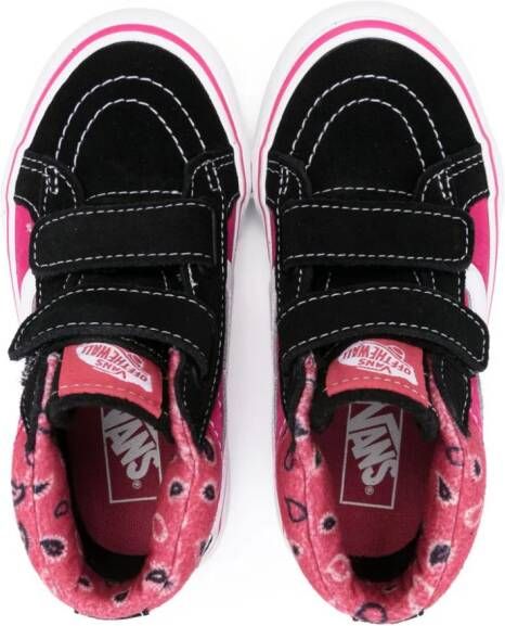 Vans Kids Sk8-Mid touch-strap suede sneakers Pink