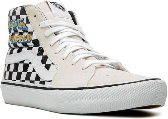 Vans x Supreme Sk8-Hi Pro "F*ck The World Checkerboard" sneakers White