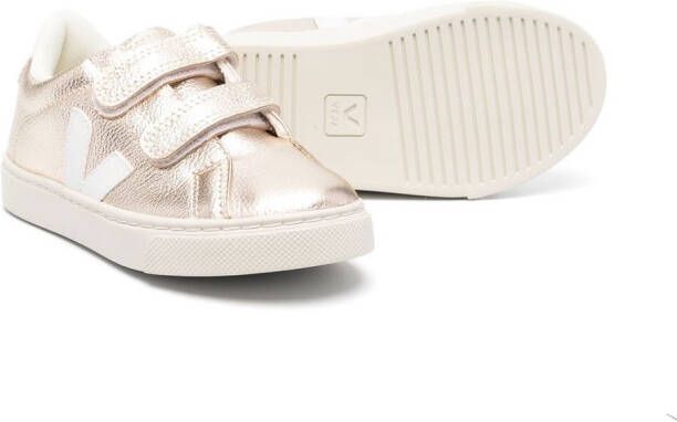 VEJA Kids Esplar metallic touch-strap sneakers Gold