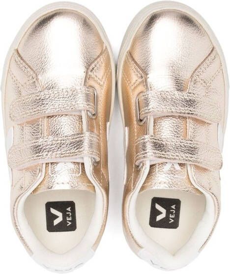 VEJA Kids Esplar metallic touch-strap sneakers Gold