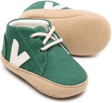 VEJA Kids logo-patch canvas sneakers Green