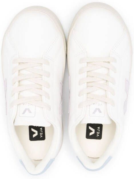 VEJA Kids logo-patch leather sneakers White