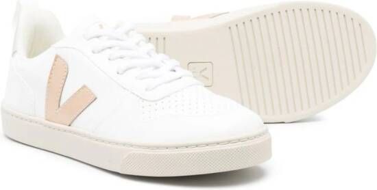 VEJA Kids logo-patch low-top leather sneakers White