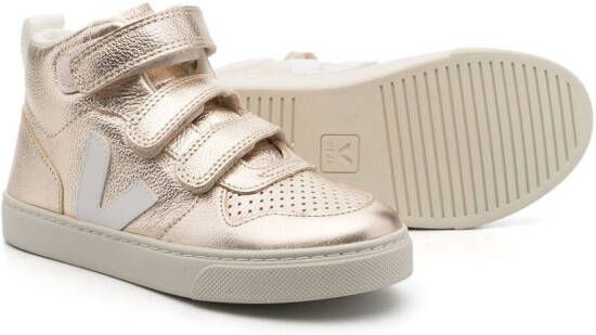 VEJA Kids metallic high-top sneakers Yellow