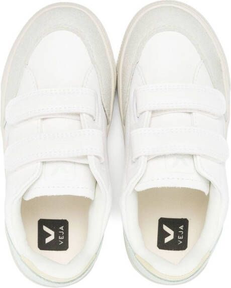 VEJA Kids touch-strap logo-patch sneakers White